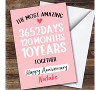 10th Wedding Anniversary Card Personalised The Most Amazing Years Wife | Custom Card Personalised Cards, For Wife, For Her, Anniversary, 10th