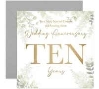 10th Wedding Anniversary Card - Ten Year Anniversaries - Gift for Special Couple Celebrating - Tenth Wedding Anniversary - Eucalyptus Botanical Design