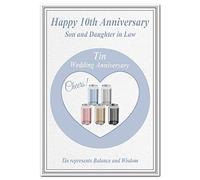 10th Wedding Anniversary Cards - Tin 10 Ten Year Unique Happy Greeting (Son and Daughter in Law Card - Modern Cans)