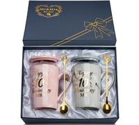 10th Wedding Anniversary Cup Gifts, 10 Years Anniversary Wedding Gifts 2PCS Happ 10th Anniversar-y Mr Mrs Present Marble Ceramic Cups 14oz with Giftbox, 10t-h Anniversar-y for Couple Gif-ts