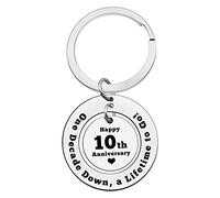 10th Wedding Anniversary Keyring Gift for Husband Wife Happy 10th Anniversary Present for Couple Christmas Birthday Valentines Gift 10 Year Anniversary Keyring Gift for Him Her
