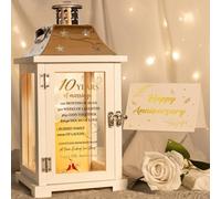 10th Wedding Anniversary Lantern, Happy 10 Years Anniversary Ideas Gift for Wife Husband Couple Parents, Unique Marriage Keepsake Decoration for Him Her Friends