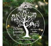 10th Wedding Anniversary Ornament, 10th Anniversary Wedding Gift, 10 Years As Mr. & Mrs. Christmas Glass Ornament Gift for 10 Years Couple Husband Wife Married Parents Grandparents Friends Anniversary