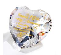 10th Wedding Anniversary Romantic Gifts for Couple, Heart Crystal Keepsake Etched 10 Years of Marriage Vows of Love nique Presents for Her Him Home Ornament