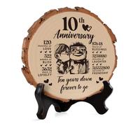 10th Wedding Anniversary Wooden Gift for Husband from Wife, 10 Years Wedding Romantic Gift for Him/Her, Tin Anniversary Unique Gifts, Tin Gifts for 10th Anniversary, Wooden Plaque