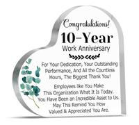 10th Work Anniversary Acrylic Plaque for Women Men 10 Years Work Anniversary Congratulations Gift for Employee Thank You Appreciation Gifts for Coworkers Staff Office Desk Sign