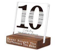 10th Work Anniversary Appreciation Gift Employee Recognition Desk Plaque | Honor 10 years of dedication. Premium handcrafted plaque for office desk. Meaningful work anniversary colleague gift.