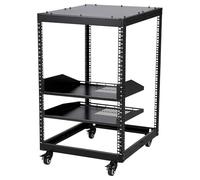 10U Open Frame Server Rack, 23''-40'' Adjustable Depth, Wall Mount & Free Standing Network Rack with 4 Lockable Casters & 2pcs 1U Server Rack Shelf, Holds All Your IT/AV Equipment Rack
