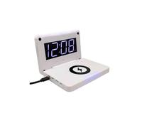 10W Digital Night LED Rectangle Folding Alarm Clock USB Wireless Charger for Samsung Xiaomi Huawei WHITE COLOR