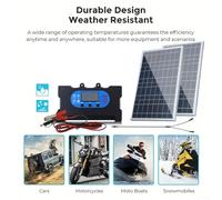 10W Dual-Chip Solar Controller Set for Fast Mobile & EV Charging, Monocrystalline Panel Kit with USB 2.0/3.0 & Type-C Output, 12V/24V System,(60A)