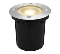 10w LED Outdoor Ground Walkover Light Round Warm White Brushed Chrome Finish Decking Pathway Recessed Uplighter GL01
