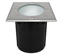 10w LED Outdoor Ground Walkover Light Square Cool White Brushed Chrome Finish Decking Pathway Recessed Uplighter GL04CW