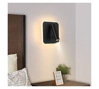 10W LED Wall Lamps Bedside Reading Lights Modern Round Square Wall Lights with Spotlight for Hotel Bedroom Indoor Wall Fixtures (Color : Whites Size : CoolWhite) (Blacks WarmWhite)