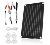 10W Solar Car Battery Charger Maintainer 12V Waterproof Solar Panel Portable Solar Trickle Charger for Car Boat Lawn Mower RV Trailer Tractor ATV Utility Vehicle Battery (Basic Kit)