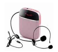 10W Wired/UHF Wireless Mini Fashion Microphone Guide Headset Teaching Lecture Dedicated Portable Amplifier for Teaching(Roze)