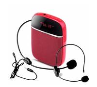 10W Wired/UHF Wireless Mini Fashion Microphone Guide Headset Teaching Lecture Dedicated Portable Amplifier for Teaching(Rosso)