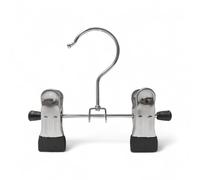 10x 12cm Adjustable Metal Clip Hanger - Chrome Finish with Rubber-Dipped Pegs - Rotating Hook - Non-Slip Clips for Skirts, Trousers, Scarves, Leggings, Shoes - Home or Retail Use