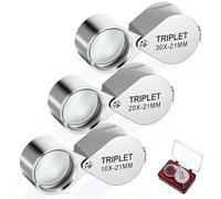 10X, 20X and 30X Jewelry Loop Magnifier Foldable Hand Lens Pocket Magnifying Glass Eye Loops Magnifier Jewelers Loupe for Detecting Coin Diamonds Gems Jewelry Stamps Antiques