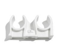 10x 22mm Double Snap-in Open Pipe Clip White - Twin Plastic Wall Mount Bracket for Secure Pipe Fixing, Heating & Plumbing