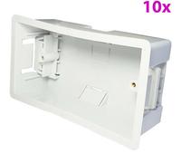 Loops 10x 47mm Deep Plasterboard Back Box - Double Dry Lining Flush/Recess Mounted Pattress For Stud/Plaster Board Walls, Face Plates & Twin / 2 Gang Socket Outlets