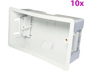 10x 47mm Deep Plasterboard Back Box Double Dry Lining Wall Flush Mount Pattress