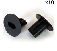10x 8mm Black Twin/Double Shotgun Cable Entry Bushes/Grommets - Feed Through Wall/Brick Cover - Coaxial/Satellite Hole Tidy Plate Caps - CCTV/DVR