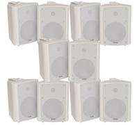 Loops 10x 90W White Wall Mounted Stereo Speakers 5.25" 8Ohm Quality Home Audio Music Loops White