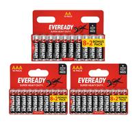 10x AA & 20x AAA Eveready Super Heavy Duty Zinc Batteries (30x Batteries)