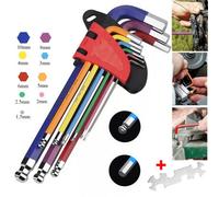 10X Allen Key Set Hex Metric Ball End Long Folding Colour Coded Design Alan Keys
