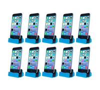 10X Aquarius Desktop Charging Dock & Braided Cables Blue - Bulk Trade Pack Phone Stand For Site Office