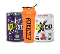 10X Athletic Energy Stack - STIM (WrectItRaz), EAA (Tangerine) & Shaker - Informed Choice Approved, High Caffeine, Muscle Recovery & Hydration - Vegan Friendly