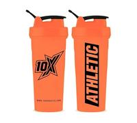 10X Athletic Neon Shaker 600ml with Mixer Ball - Neon Orange Protein Shaker | Workout Drink Bottle | Smooth & Consistent Mix | No Spill with Screw on Lid | Gym Drink