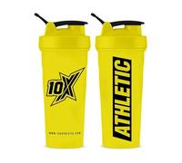 10X Athletic Neon Shaker 600ml with Mixer Ball - Neon Yellow Protein Shaker | Workout Drink Bottle | Smooth & Consistent Mix | No Spill with Screw on Lid | Gym Drink