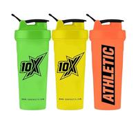 10X Athletic Neon Shaker 600ml with Mixer Ball - Shaker Bundle | Workout Drink Bottle | Smooth & Consistent Mix | No Spill with Screw on Lid | Gym Drink
