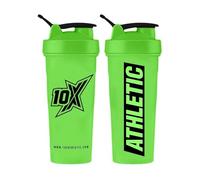 10X Athletic Neon Shaker Bottle 600ml with Mixer Ball - Neon Green - Protein Shaker | Workout Drink Bottle | Smoothie & Juice Shaker | Smooth & Consistent Mix | No Spill with Screw on Lid | Gym Drink