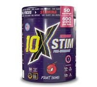 10X Athletic STIM Pre Workout - Fruit Bomb | 600G, 50 Servings | 350mg Electrolytes & 200mg Caffeine per Serving | Includes Beta Alanine & Creatine | Sugar Free | Vegan | Low Calorie