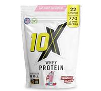 10X Athletic Whey Protein Powder - Strawberry Milkshake | 770g, 22 Servings | 25g Protein per Scoop | Low Calorie, Gluten-Free & Vegetarian | Smooth Taste | Muscle Support and Repair