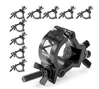 10x BeamZ BC38B-75 Swivel Coupler Slimline Half O-Clamp Kit, Heavy-Duty Aluminium DJ Stage Lighting Truss Clamps, 75kg Load, Black, Fits 37-40mm Pipes, Ideal for Events & Rigging Setups