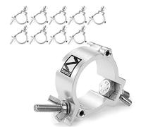10x BeamZ BC50-100 Half Coupler Slimline O-Clamp Set, Heavy Duty Aluminium Truss Lighting Clamps, 48-51mm Diameter, 100kg Load for DJ Stage Rigging & Goalposts