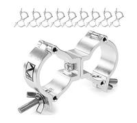 10x BeamZ BC50-100D Swivel Coupler Slimline Truss Clamp Aluminium Set, Heavy-Duty DJ Stage Lighting Goalpost Mount, Fits 48-51mm Pipe, 100kg SWL, 360-Degree Rigging Clamp