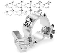 10x BeamZ BC50-100N Aluminium Half Coupler Clamps, Slimline Stage Lighting Fixture Clamp Set, Truss Goalpost Mounting for DJ Equipment & Event Lights, SWL 100kg, Fits 48-51mm Pipe