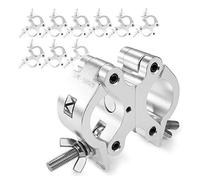 10x BeamZ BC50-500D Aluminium Swivel Coupler Truss Clamp Set for Lighting & Stage Equipment, 500kg Load Capacity, Butterfly Nut Fixing, Fits 48-51mm Tubes, Professional Event Rigging