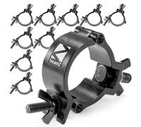 10x BeamZ BC50B-100 Half Coupler O-Clamp Slimline Truss Clamps, Aluminum Black, 48-51mm, 100kg Capacity for DJ Stage Lighting Goalposts & Fixtures