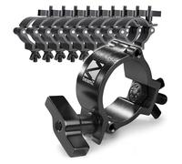 10x BeamZ BC50B-100N Half Coupler Slimline Lighting Clamps, Black Aluminum, 100kg Capacity, Fits 48-51mm Tubes, Ideal for Stage and Theatrical Applications, Stage Lighting Clamps, Half Coupler Clamp