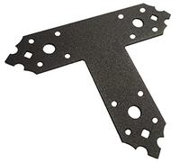 10x Black Decorative Metal Tee T Flat Mending Connecting Joining Plate Heavy Duty Powder Coated Ornamental Repair Steel Sheet Angle Brackets 6.69" x 5.51" x 1.57" x 0,1" (170 x 140 x 40 x 2.5mm)