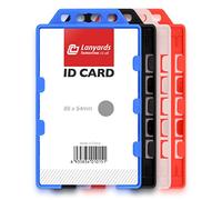 10x Black Double Sided Open Faced Hard Plastic Badge Name Tag ID Holders by Lanyards Tomorrow Portrait Vertical 9.8 x 5.8 cm for Two Cards Rigid Access Control Work Office Holds CR80 Credit Card Size