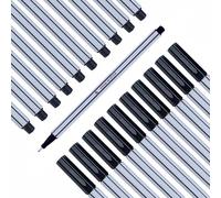 10x black Fineliners - fine 0.4 mm tip - metal-tipped fibre tip - felt pens for precise writing, drawing and painting - for the office, school, university and home