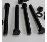 10x Black Hex Head Screws Polypropylene (PP) Plastic Nuts and Bolts, Washers, M8 x 100mm