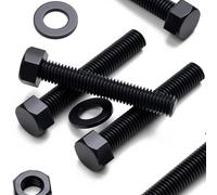 10x Black Nylon Hex Head, M10 x 50mm, Plastic Nuts and Bolts, Washers, Hexagon, Nylon