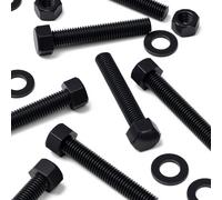 10x Black PP Hex Head Plastic Bolts, Nuts & Washers, M12 x 70 mm